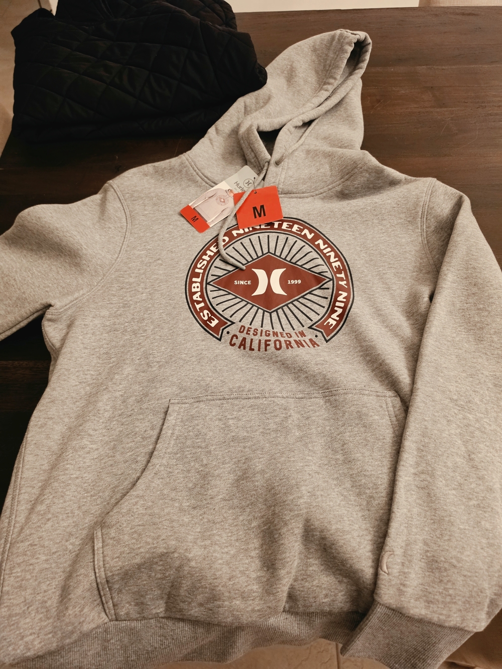 Hurley Gray Hoodie with Maroon and White Logo